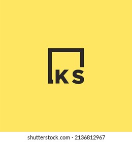 KS initial monogram logo with square style design