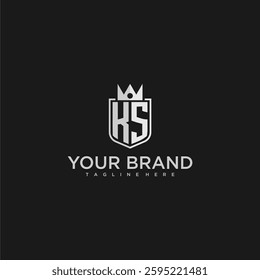 KS initial monogram shield and crown vector image