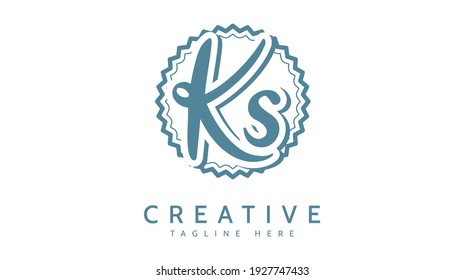KS Initials, handwriting logo vector