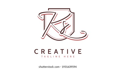 KS Initials, handwriting logo vector