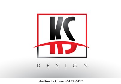 KS K S Logo Letters with Red and Black Colors and Swoosh. Creative Letter Design Vector.