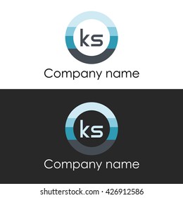 KS letter circle shape icon logo white blue