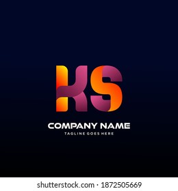 KS Letter initial Logo Vector With colorful, logo for media business