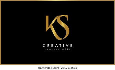 Diseño de logotipo de carta KS con tipografía moderna creativa y color dorado, icono monograma de color dorado aislado.