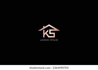 ks lettermark real state design business company design creative golden wordmark design typography illustration, ks home wordmark, sk logo