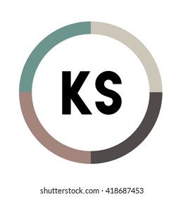 KS letters, four colors in abstract background logo, design identity in circle, alphabet letter