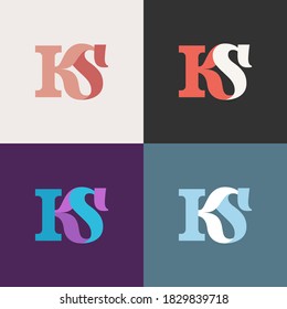 KS letters vector logotype caps overlapping, customisable template for business, stylish unique, memorizable 