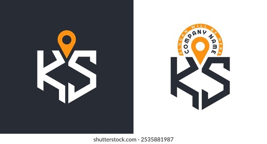PAQUETE del logotipo de la Locación de KS. Letra KS Logo Dual Vector Iconos para Reclutamiento y Navegación