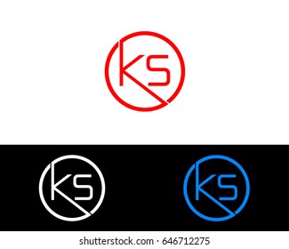 Ks Logo. Letter Design Vector with Red and Black Gold Silver Colors