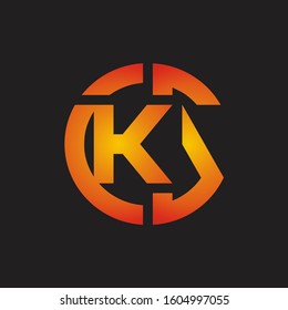 KS Logo monogram with cutting line style isolated on colors