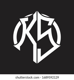 KS Logo monogram with emblem and circle rounded design template