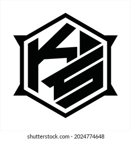 KS Logo monogram with hexagon and sharp shape design template