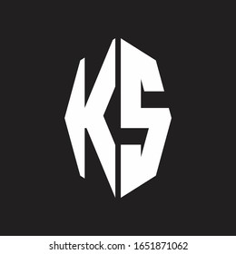 KS Logo monogram with octagonal ribbon style design template