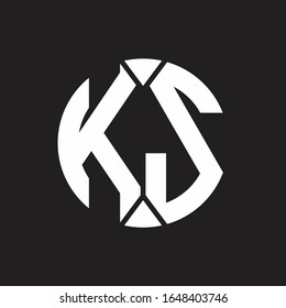 KS Logo monogram with piece circle ribbon style