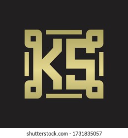 Monograma del logotipo KS con plantilla de diseño de arte de la línea