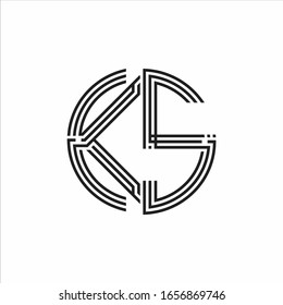 KS Logo monogram triple ribbon style line design template isolated on white background