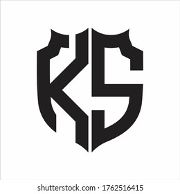 KS-Logo-Schild-Design-Vorlage für Monogramme auf weißem Hintergrund