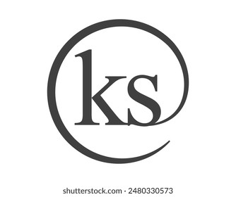 KS logo from two letter with circle shape email sign style. K and S round logotype of business company for brand identity.