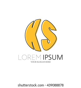 KS Logo. Vector Graphic Sphere Branding Letter Element. White Background