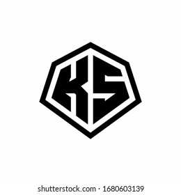 KS-Monogramm-Logo mit hexagonaler Form und abgerundeter Liniendesign-Vorlage einzeln auf weißem Hintergrund