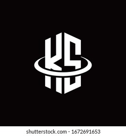 KS monogram logo in a hexagon style and surrounded by a ring