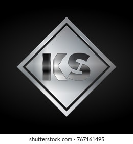 KS Monogram, Silver Logo, Metal Logo, Luxury, Elegant, Abstract, square