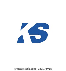 KS negative space letter logo blue