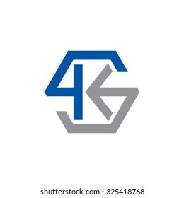 Logotipo inicial KS SK, logotipo en forma de hexágono S azul