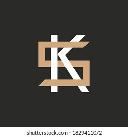 KS or SK. Monogram of Two letters K&S or S&K. Luxury, simple, minimal and elegant KS, SK logo design. Vector illustration template.