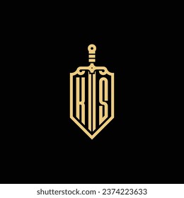 KS vintage shield and sword initial logo in high quality professional design that will print well across any print media