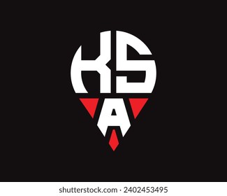diseño de logotipo de ubicación de la letra KSA