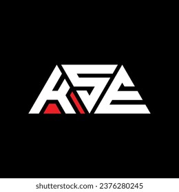 KSE triangle letter logo design with triangle shape. KSE triangle logo design monogram. KSE triangle vector logo template with red color. KSE triangular logo Simple, Elegant, and Luxurious design.