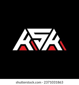 KSK triangle letter logo design with triangle shape. KSK triangle logo design monogram. KSK triangle vector logo template with red color. KSK triangular logo Simple, Elegant, and Luxurious design.