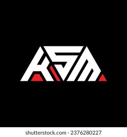 KSM triangle letter logo design with triangle shape. KSM triangle logo design monogram. KSM triangle vector logo template with red color. KSM triangular logo Simple, Elegant, and Luxurious design.