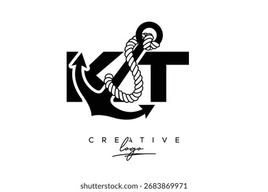 Logo de KT Creative Monogram Latter con diseño de ancla y cuerda