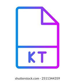 Kt document file type, format, minimalist gradient icons for programming tools. vector illustration.