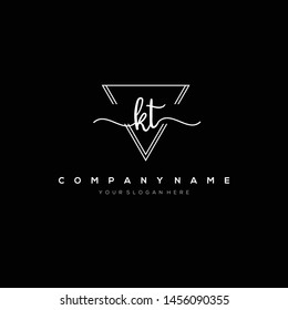KT handwriting initial logo template vector.