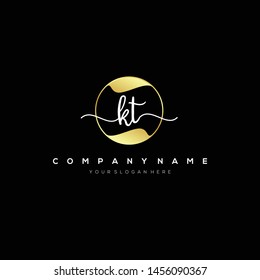 KT handwriting initial logo template vector.