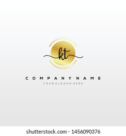 KT handwriting initial logo template vector.