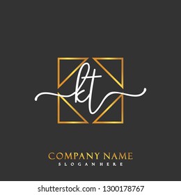 KT Initial Handwriting logo template vector