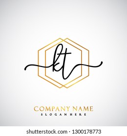 KT Initial Handwriting logo template vector