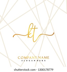 KT Initial Handwriting logo template vector