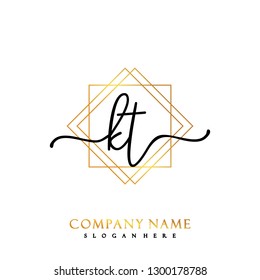 KT Initial Handwriting logo template vector