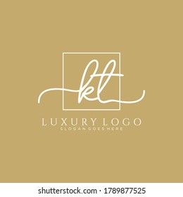 KT Modelo de logotipo de escritura manual inicial vector