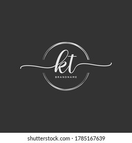 KT Initial handwriting logo vector