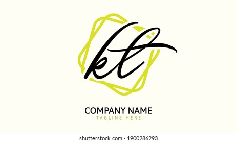 kt Initial handwriting logo vector