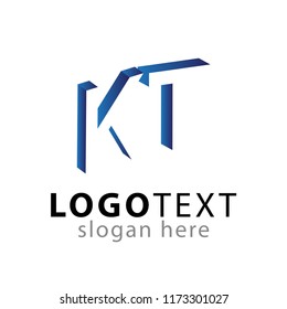 KT initial letter with negative space logo icon vector template