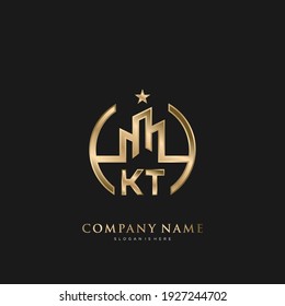 KT Initial Letter Real Estate Luxury house Logo Vector art for Business, Building, Architecture