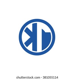KT initial letters circle business logo blue