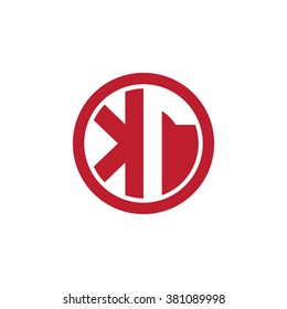 KT initial letters circle business logo red